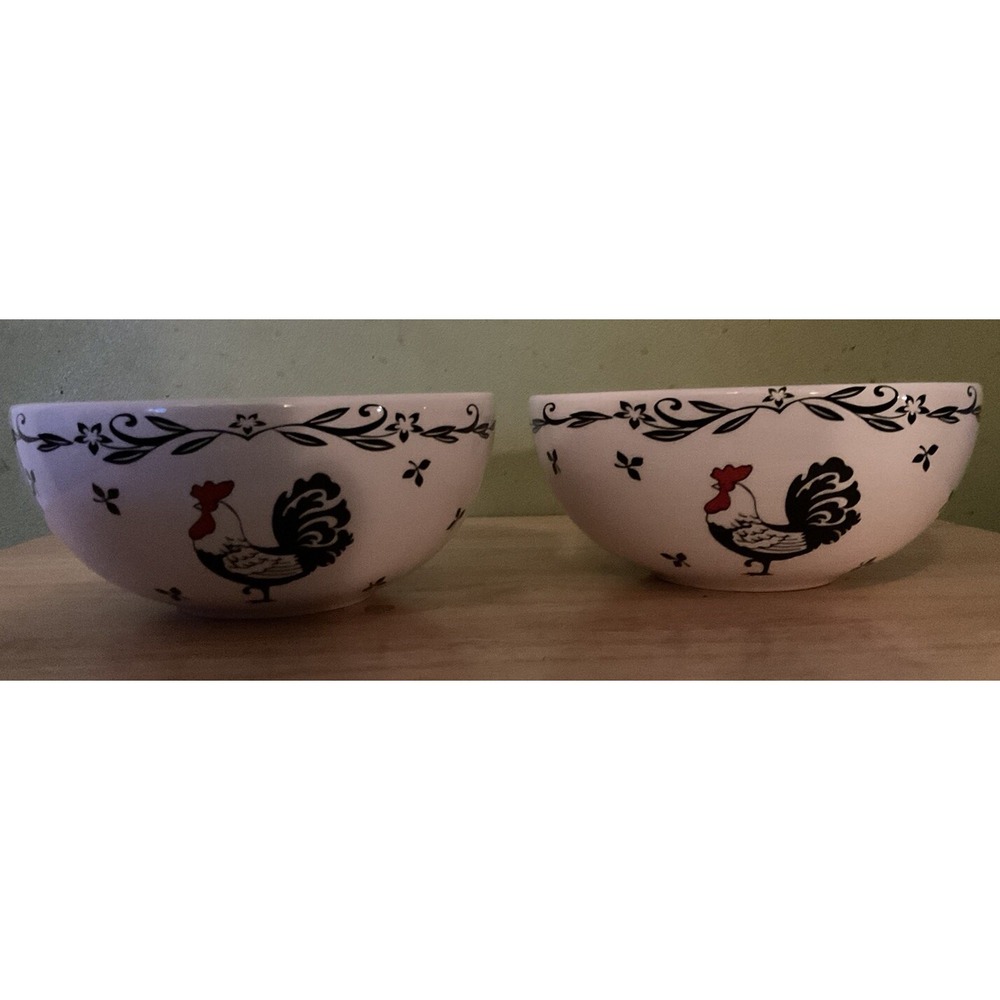 Set Of‎ 2 Rooster Bowl By Kitchen Creations 2008